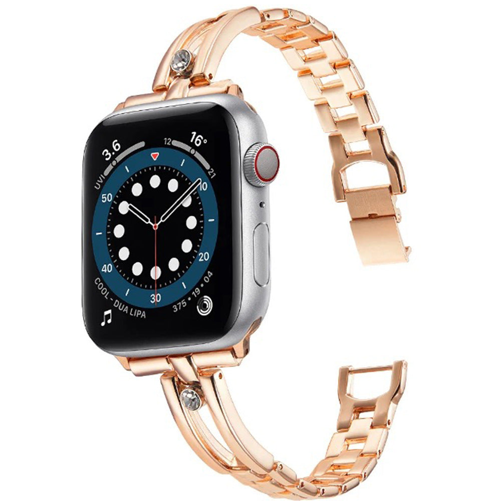 Fém kerek gyémánt üreges óraszíj Apple Watch-hoz