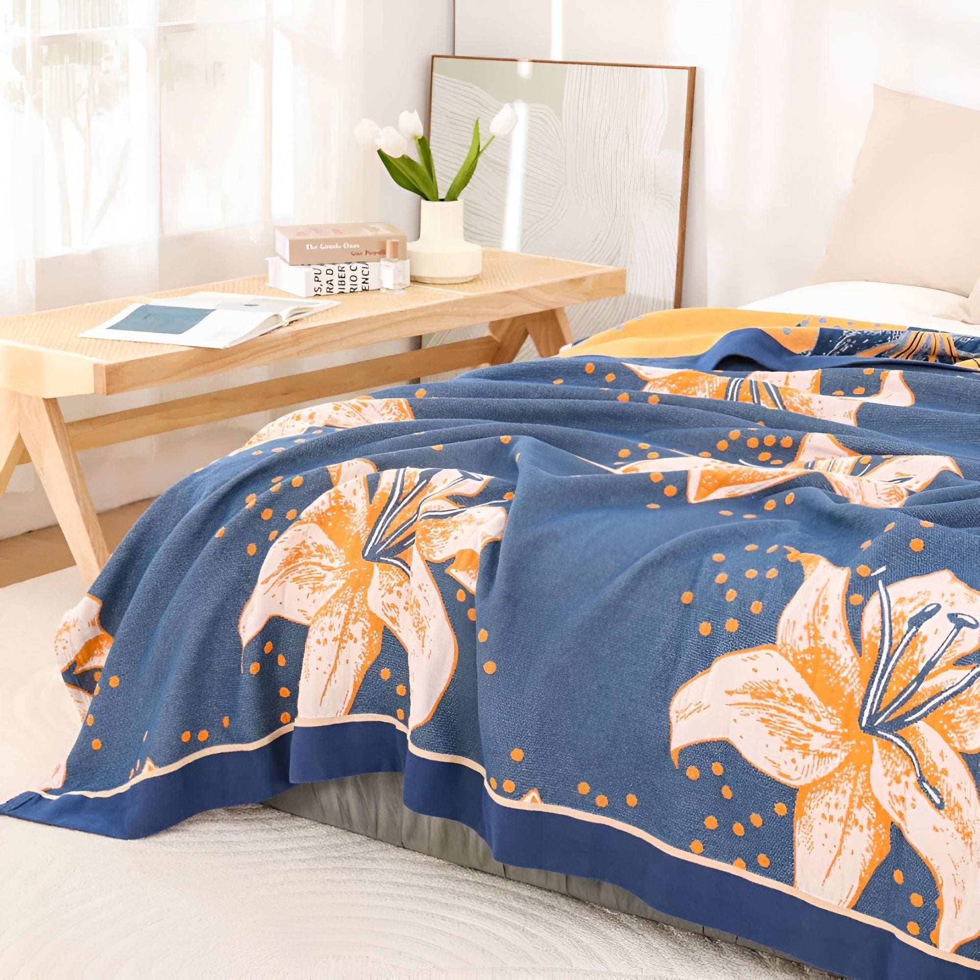 Couverture en coton floral Serene Lily