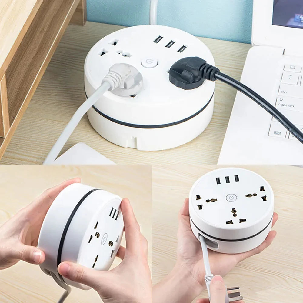 EU-stekker stopcontact Smart Home-stekkerdoos – multifunctioneel elektrisch verlengsnoer met USB-poorten en snel opladen