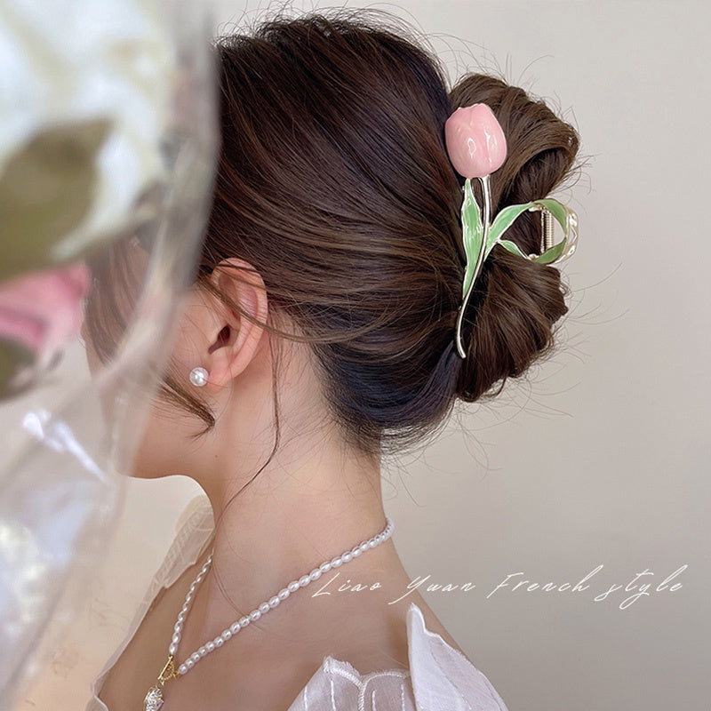 Pince à cheveux en forme de fleur de tulipe