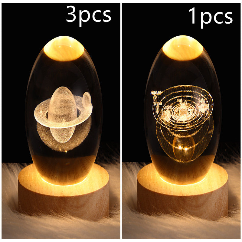 3D Galaxy Crystal Ball LED Night Lamp