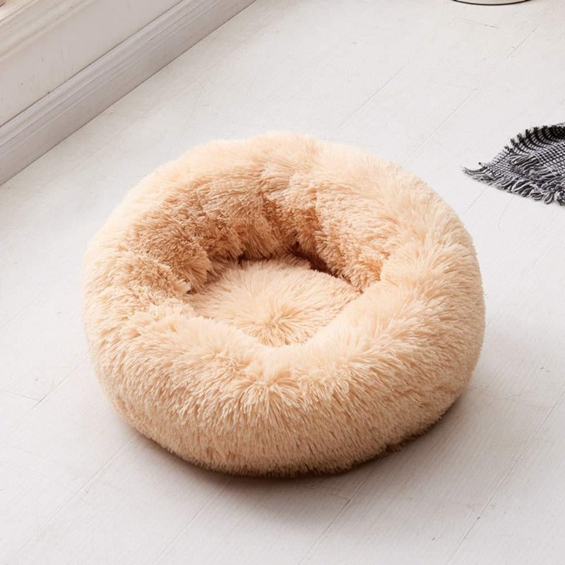 Round Plush Calming Donut Dog Bed for Small to Large Dogs