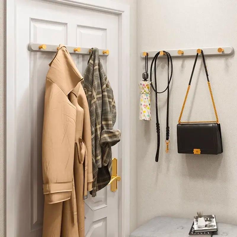 Vintage Taupe Wall Mounted Coat Rack with Hooks