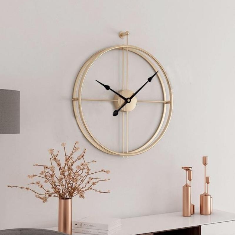 Gold Minimalist Metal Wall Clock Large