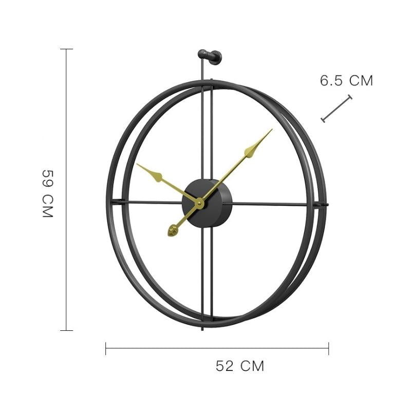 Black Minimalist Metal Wall Clock Large