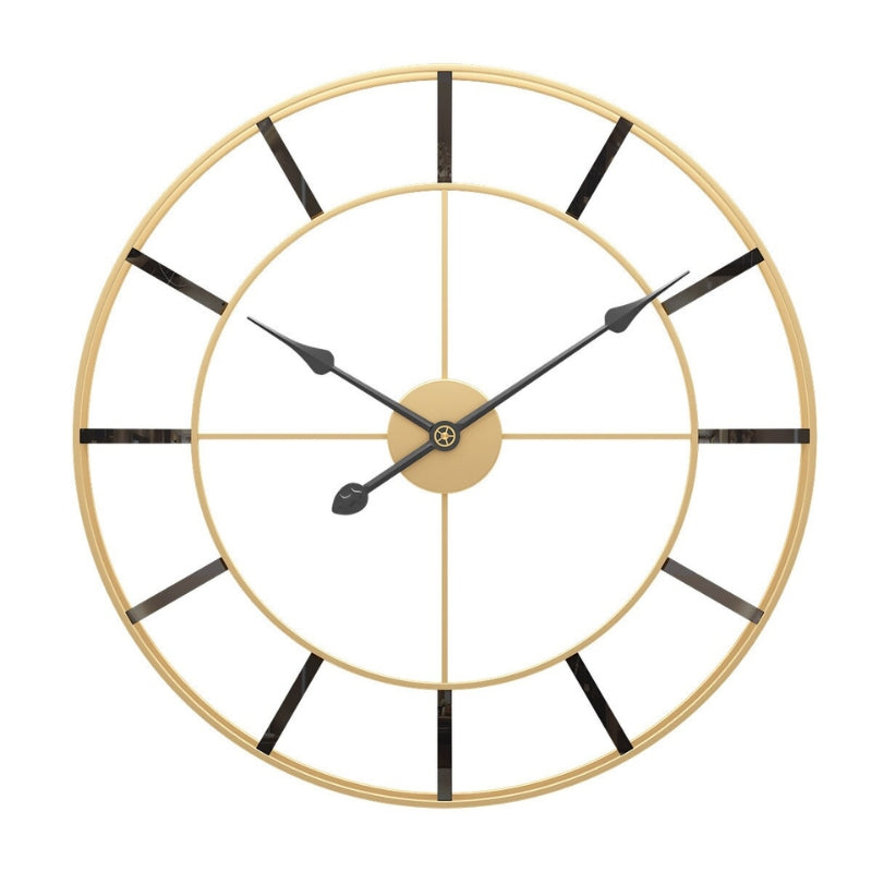 Gold and Black Metal Wall Clock Large