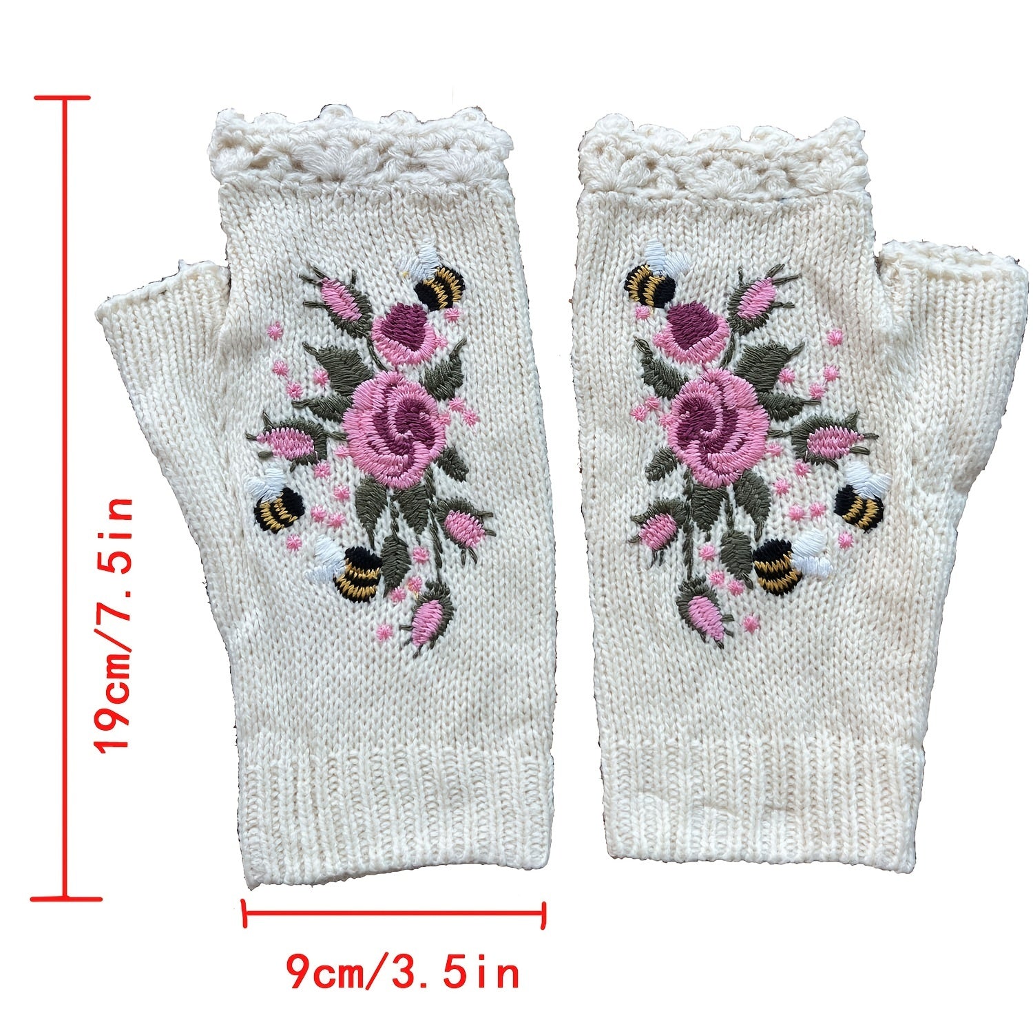 Guantes sin dedos florales de 3Leaves