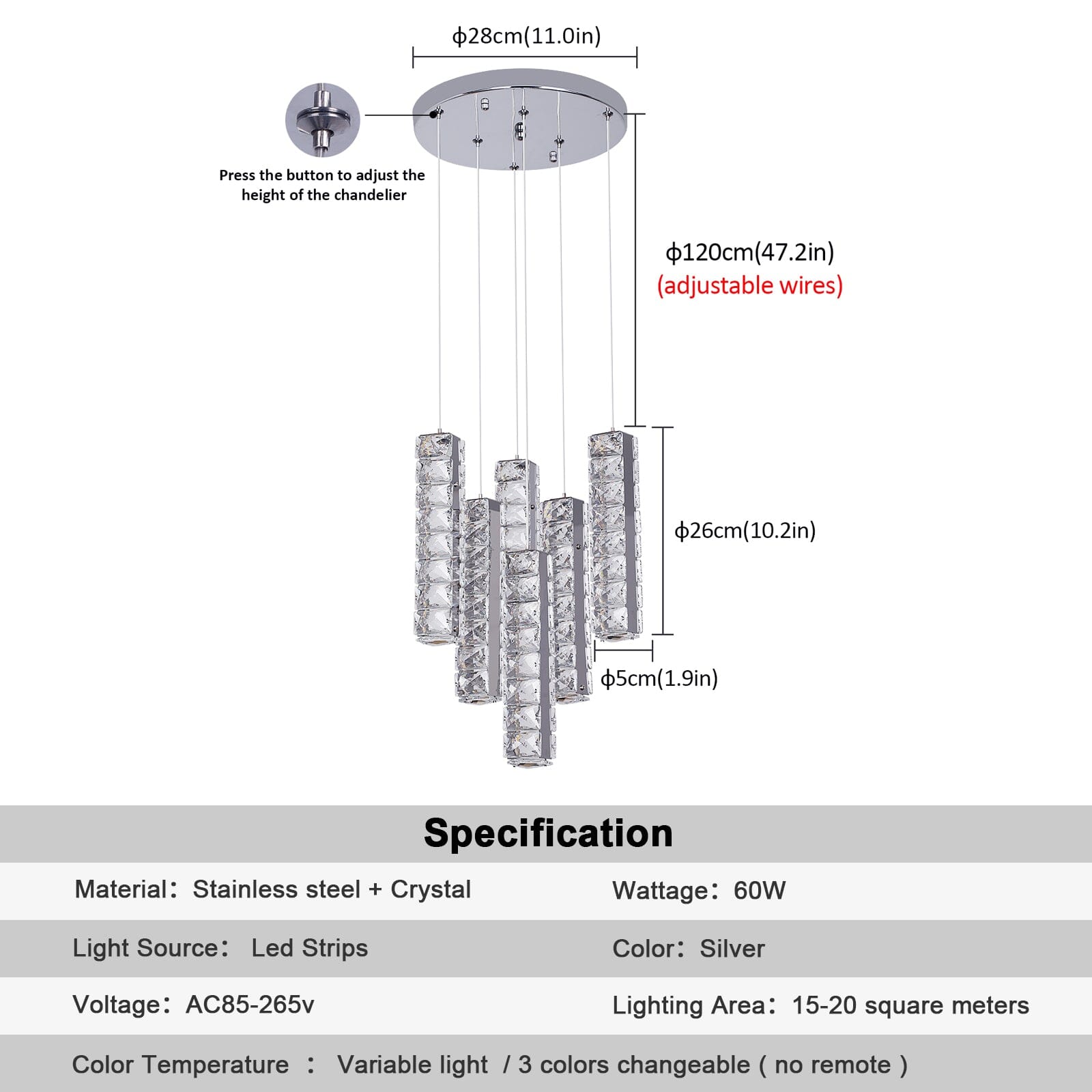 Vertical Crystal Luxury LED Chandelier