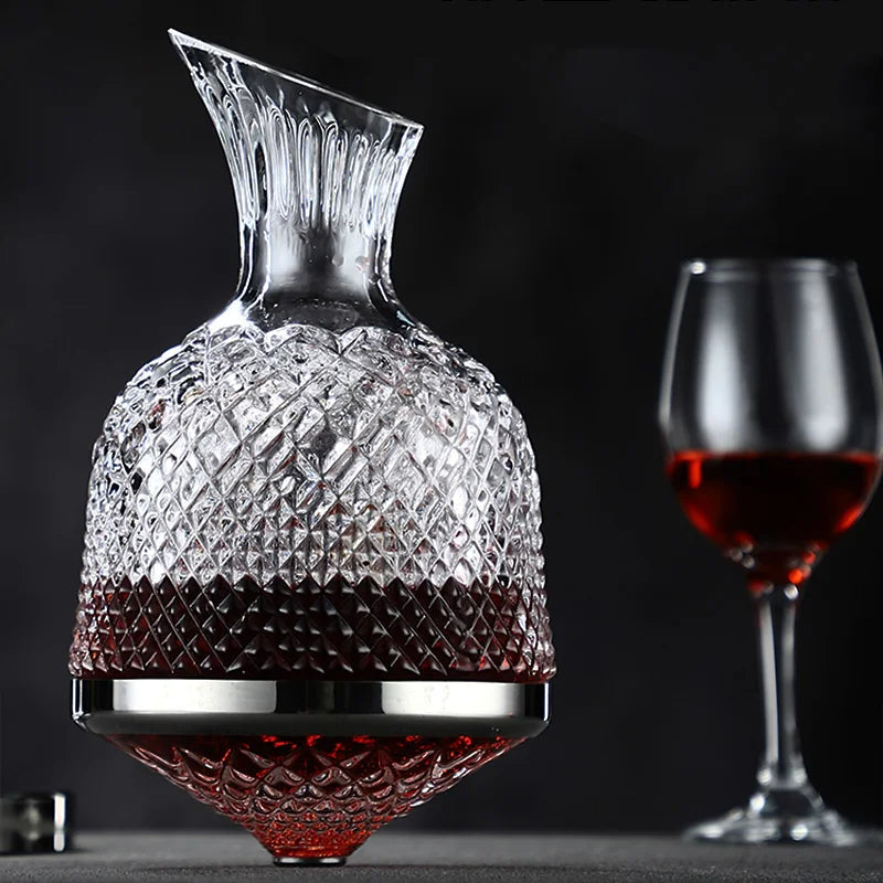 Decantor de vin din cristal rotativ la 360°