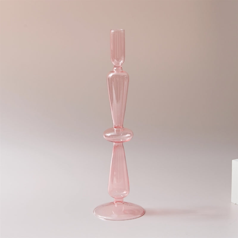 Sakura Pink Glass Taper Candle Holder & Vases