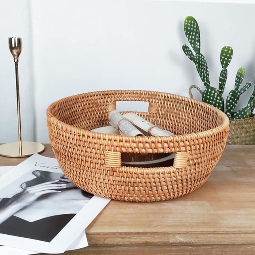 Håndlavet Vævet Rattan Oval Bakke