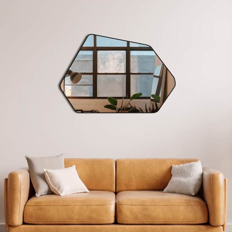 Aesthetic Angled Wood Wall Mirror