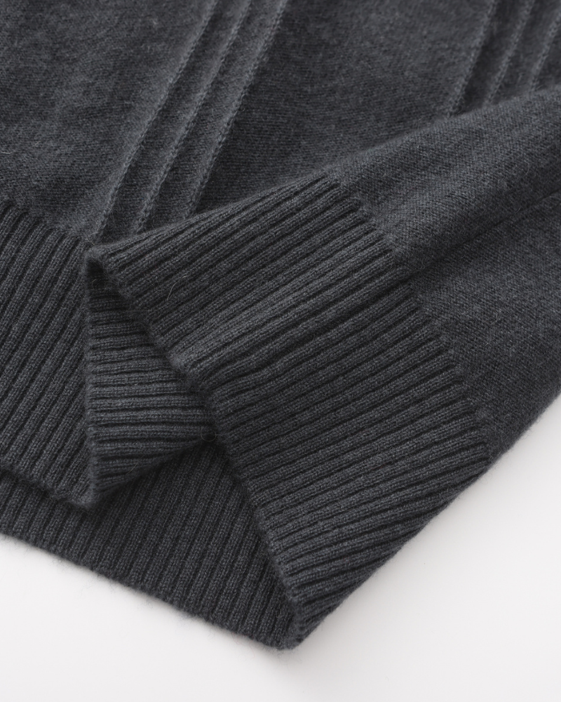 100 % Cashmere Ribbet Halv Lynlås