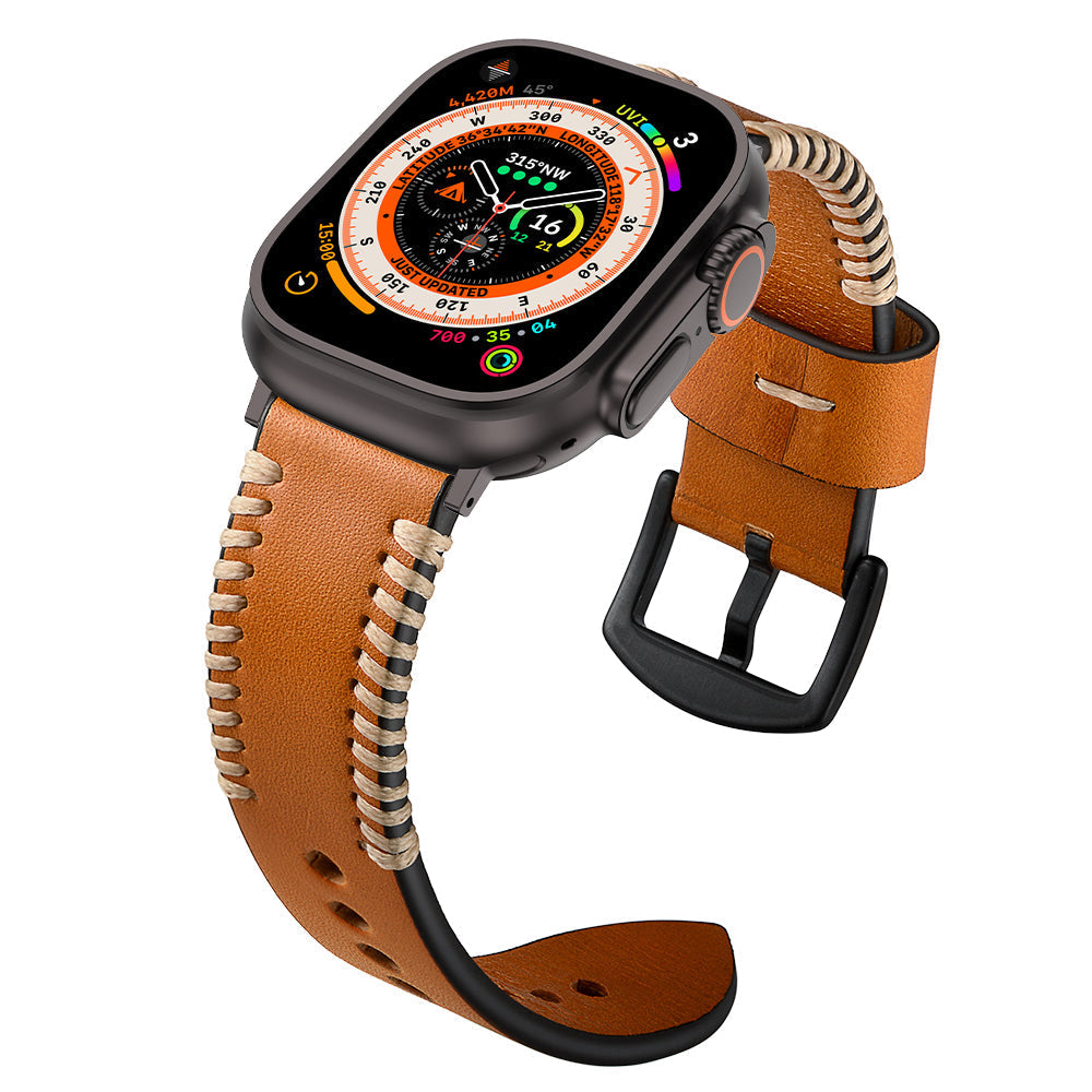 Skórny ręcznie szyty pasek do Apple Watch