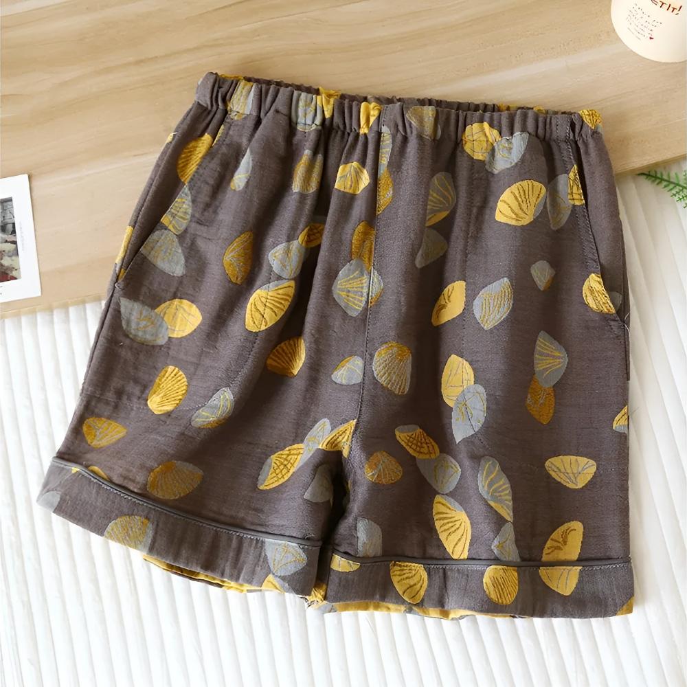 Shorts de Cintura Elástica con Estampado de Conchas Marinas