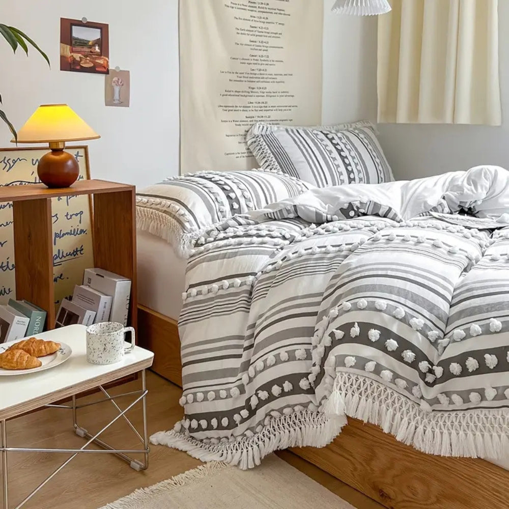 Zachte Streep en Kwast Quilt Set | 3 stuks