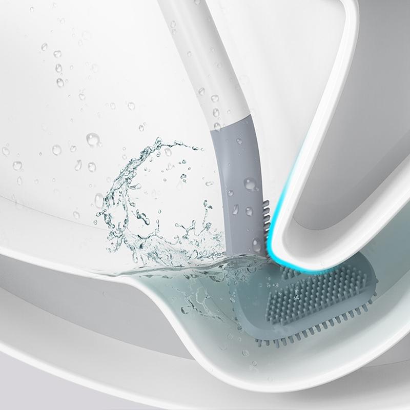 Brosse de toilette en silicone flexible à long manche pour golf