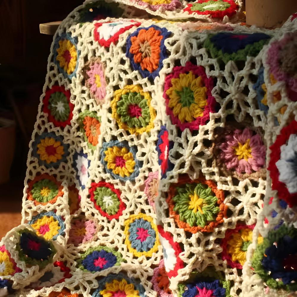 Couverture en Crochet de Fleurs Épanouies