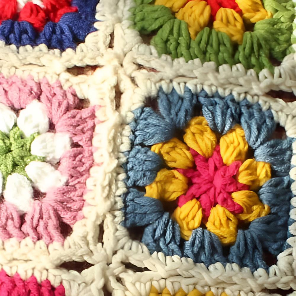 Housse de coussin en crochet floral