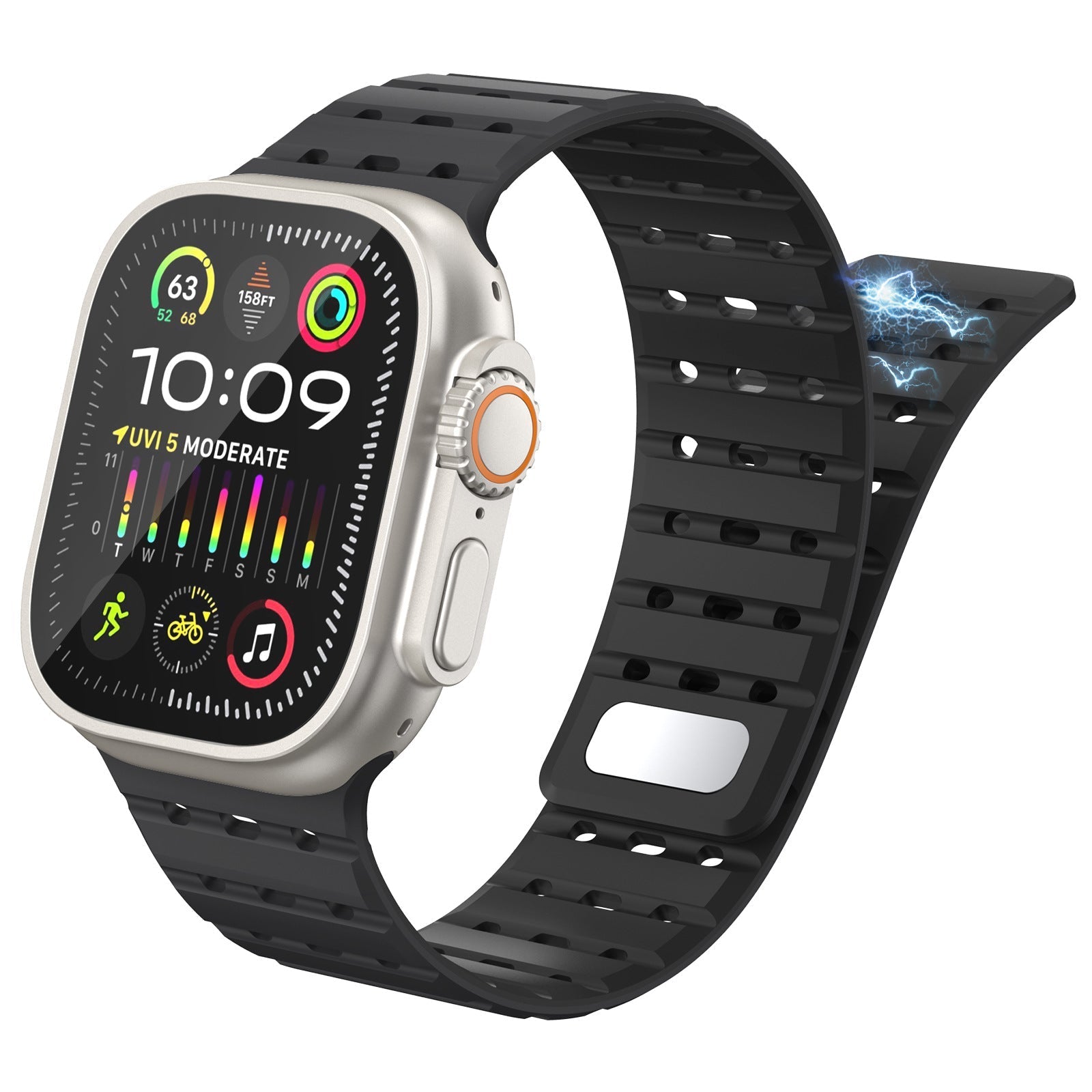 AW Ademend Magnetisch Siliconen Band Voor Apple Watch