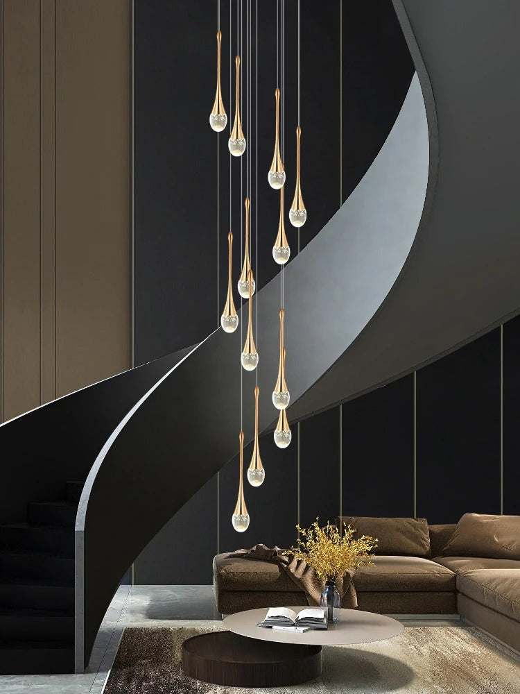 Golden Teardrop Lighting Fixture