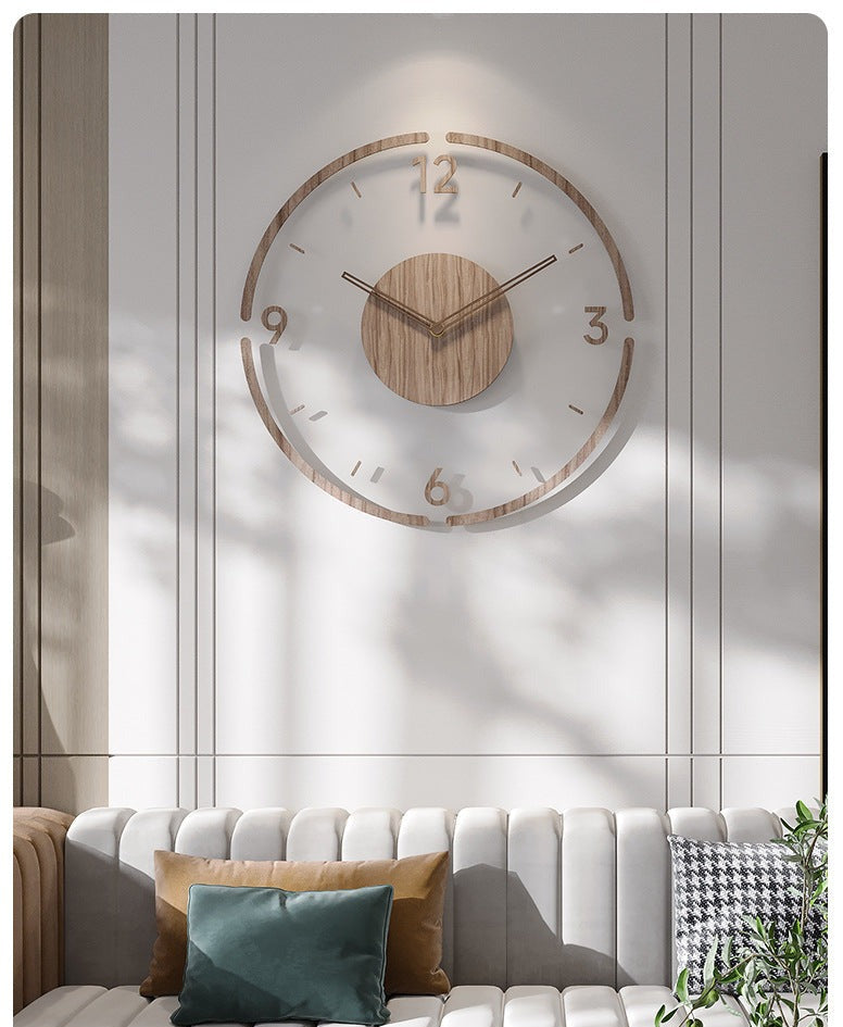 Nordic Silent Wall Decoration Clock Made of Real Wood, 35 cm