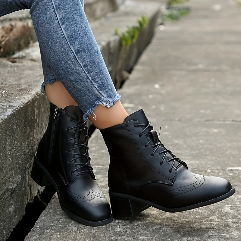 Selena Retro Lace-Up Ankle Boots