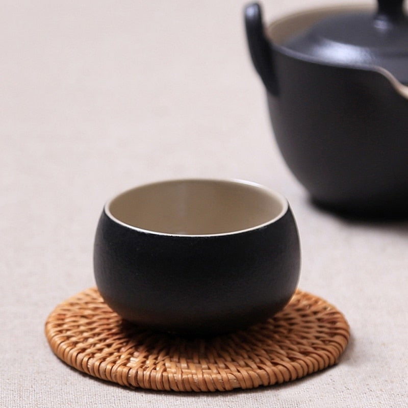 6Pcs Rattan Drink Coaster Set