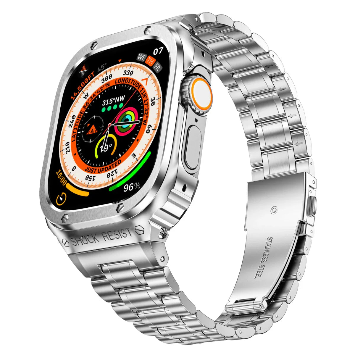 Correa de reloj de acero inoxidable LUX7009 con estuche para Apple Watch