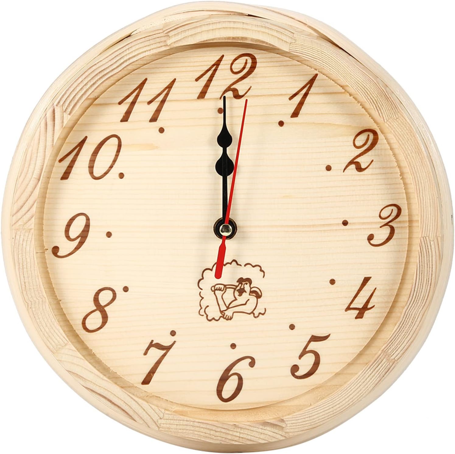 Horloge en bois SaunaTime - Horloge murale rustique pour sauna et espaces de bien-être