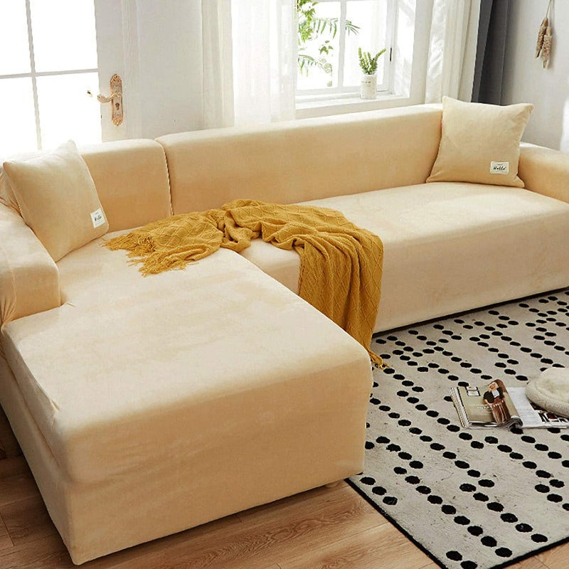 Plush Velvet Sofa Slipcover for L-Shaped & Sectional Sofas