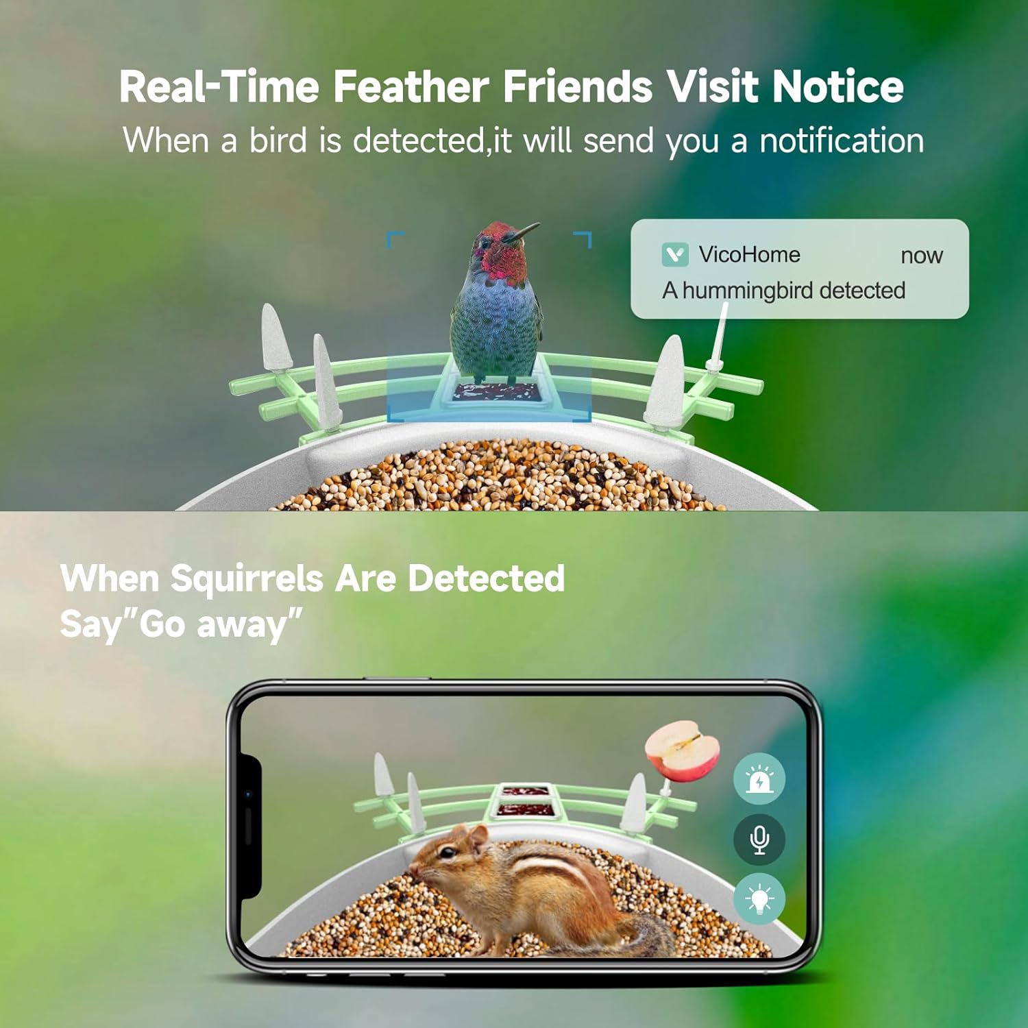 Smart Bird Feeder Camera con Riconoscimento AI e Visione Notturna