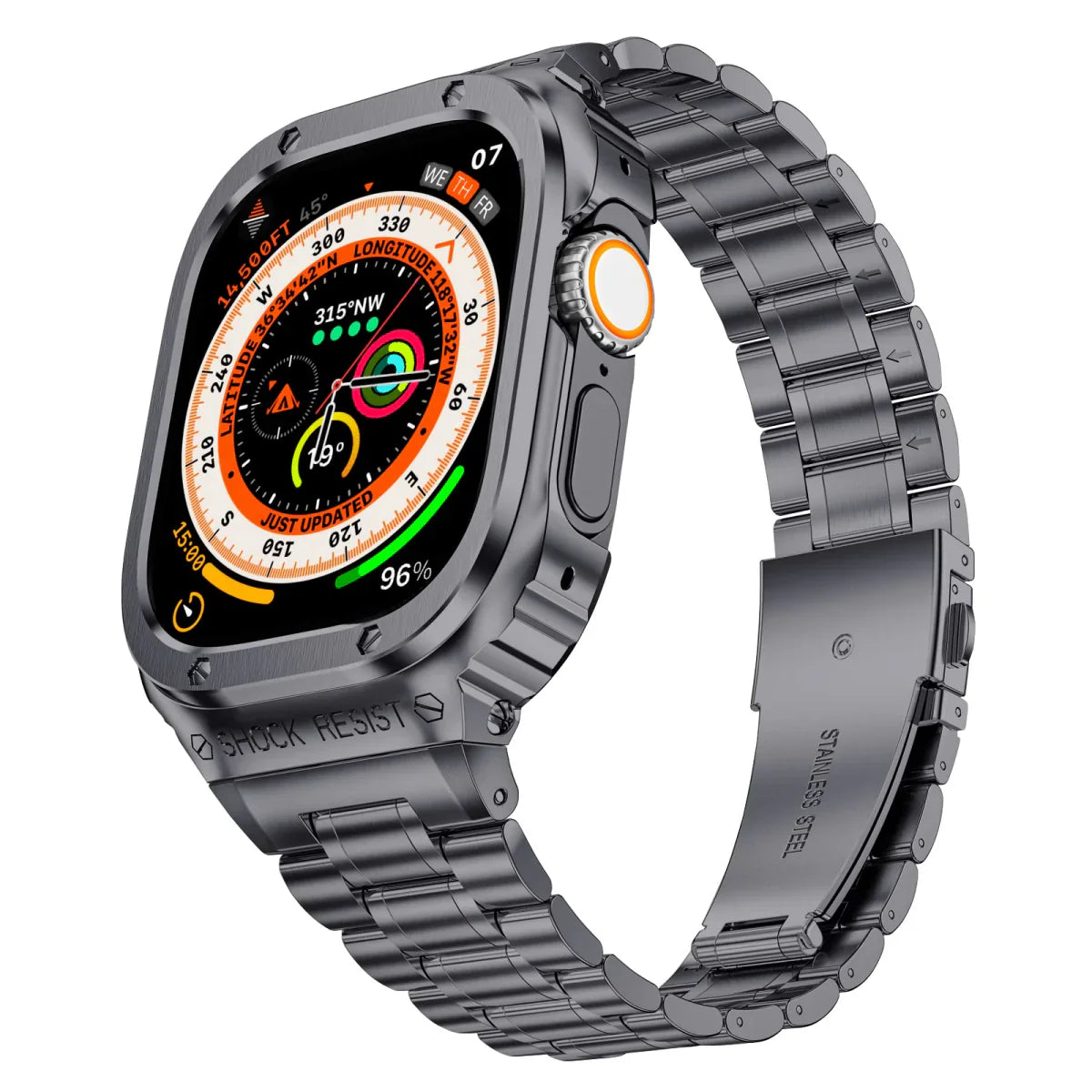 Correa de reloj de acero inoxidable LUX7009 con estuche para Apple Watch