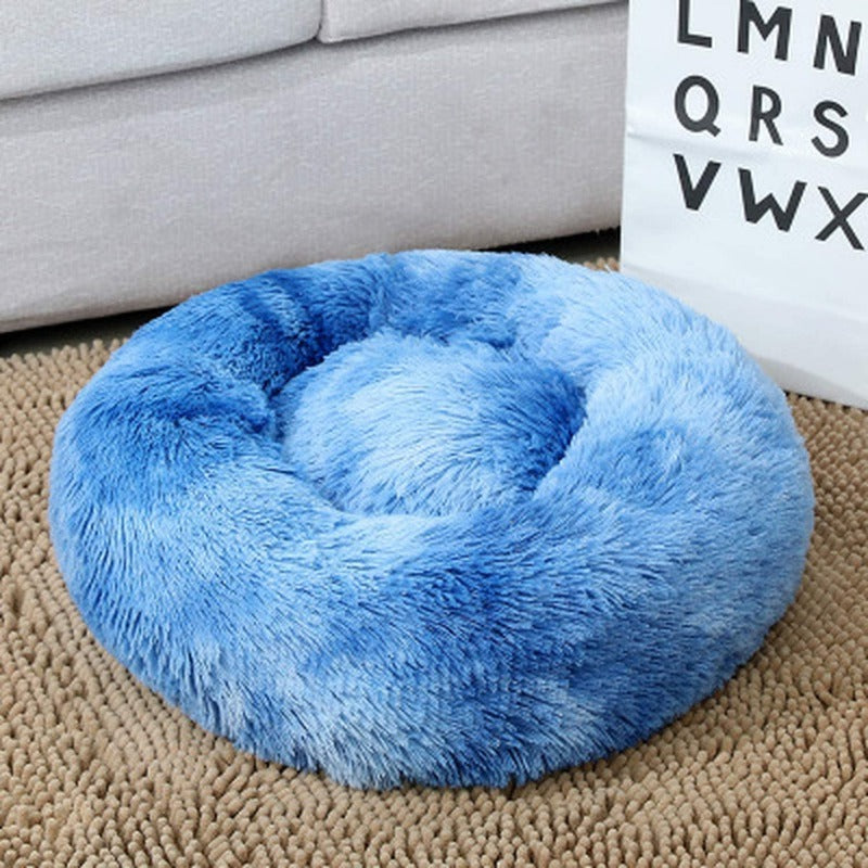 Round Rainbow Extra Plush Calming Donut Dog Beds