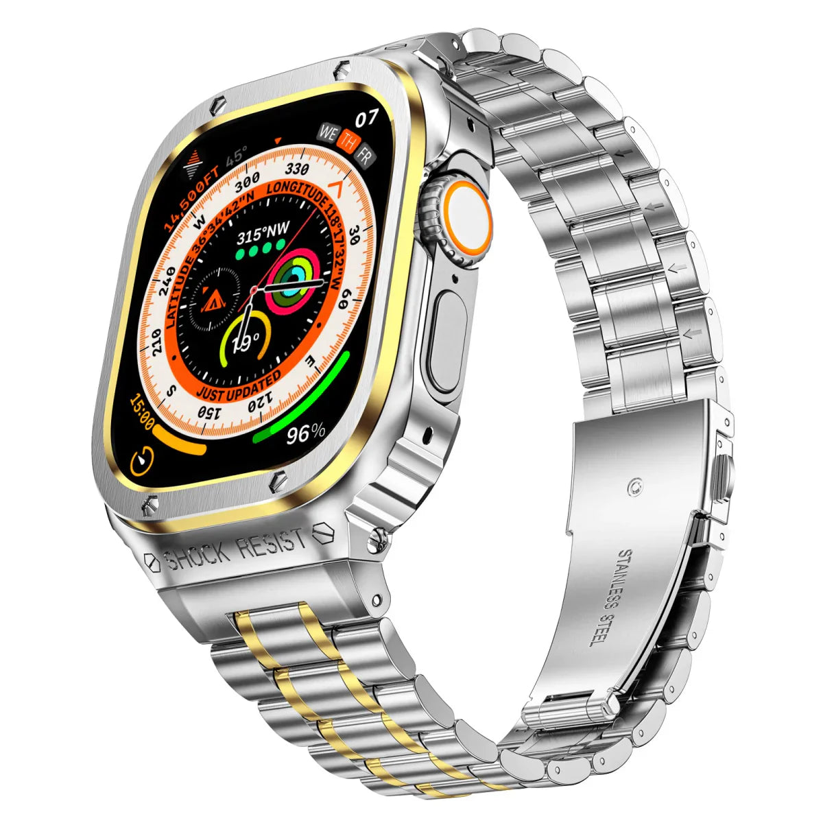 Pasek ze stali nierdzewnej LUX7009 z etui do Apple Watch