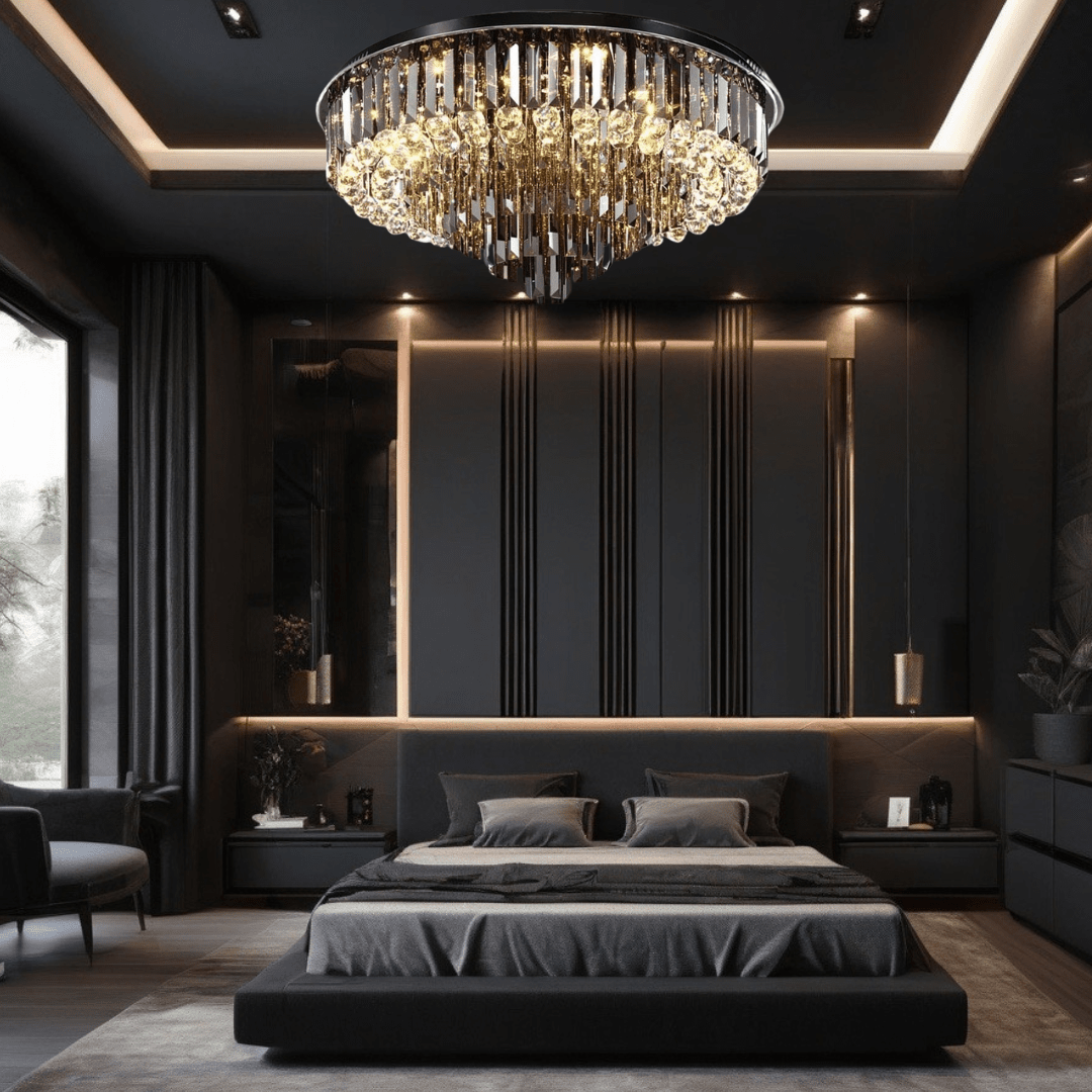 Meridian Black Crystal Chandelier