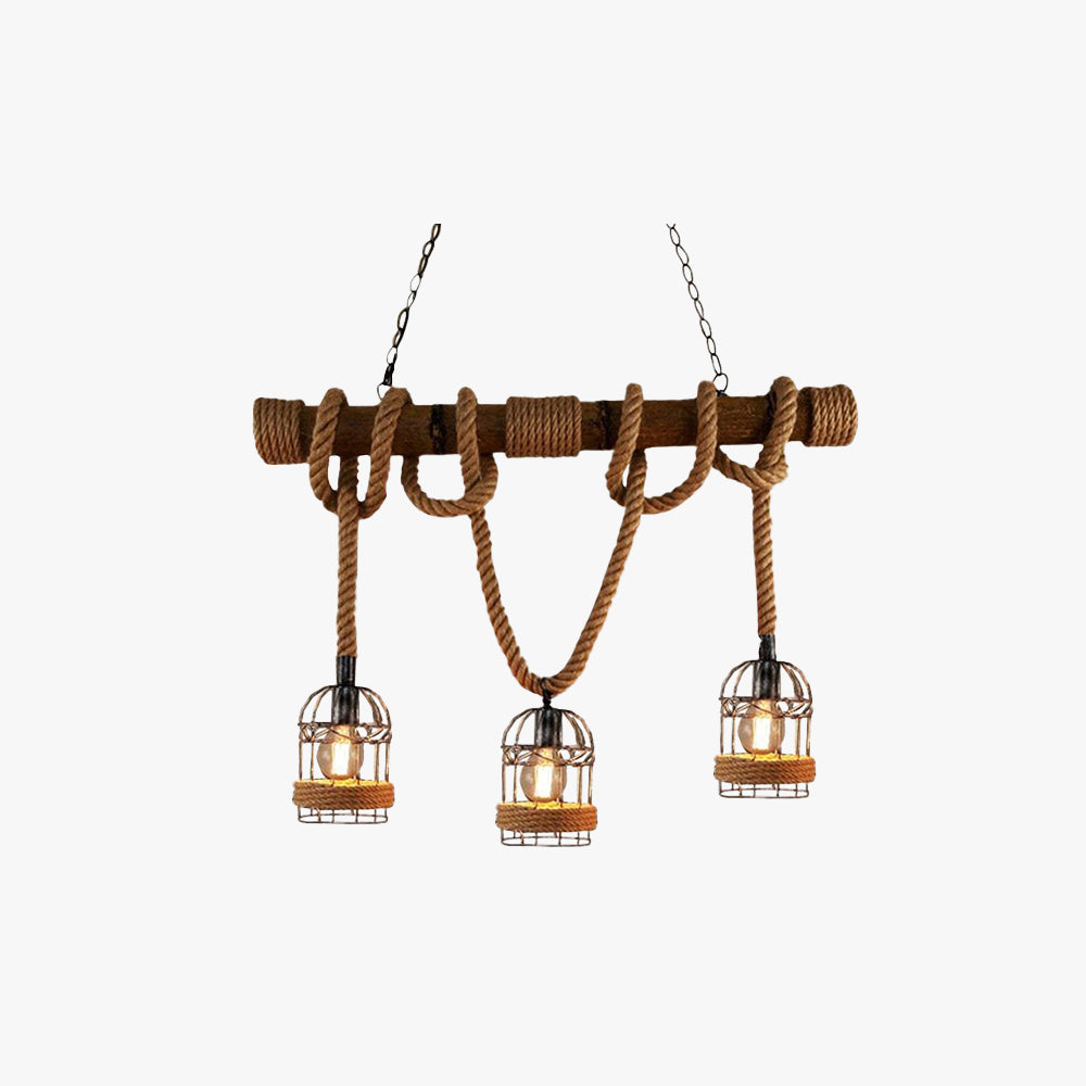 AlessioGlow - Lampe à suspension rétro en métal et bois