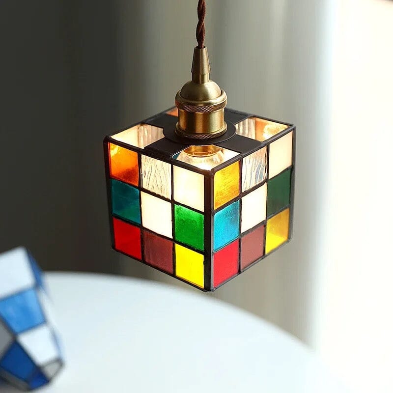 Pendente in Vetro a Forma di Cubo di Rubik