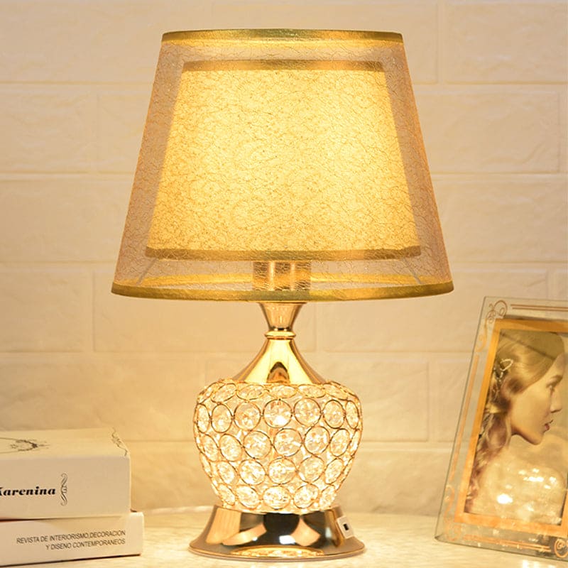 VintageGloed - Retro Urn Shaped Bedside Lamp with Double Empire Shade