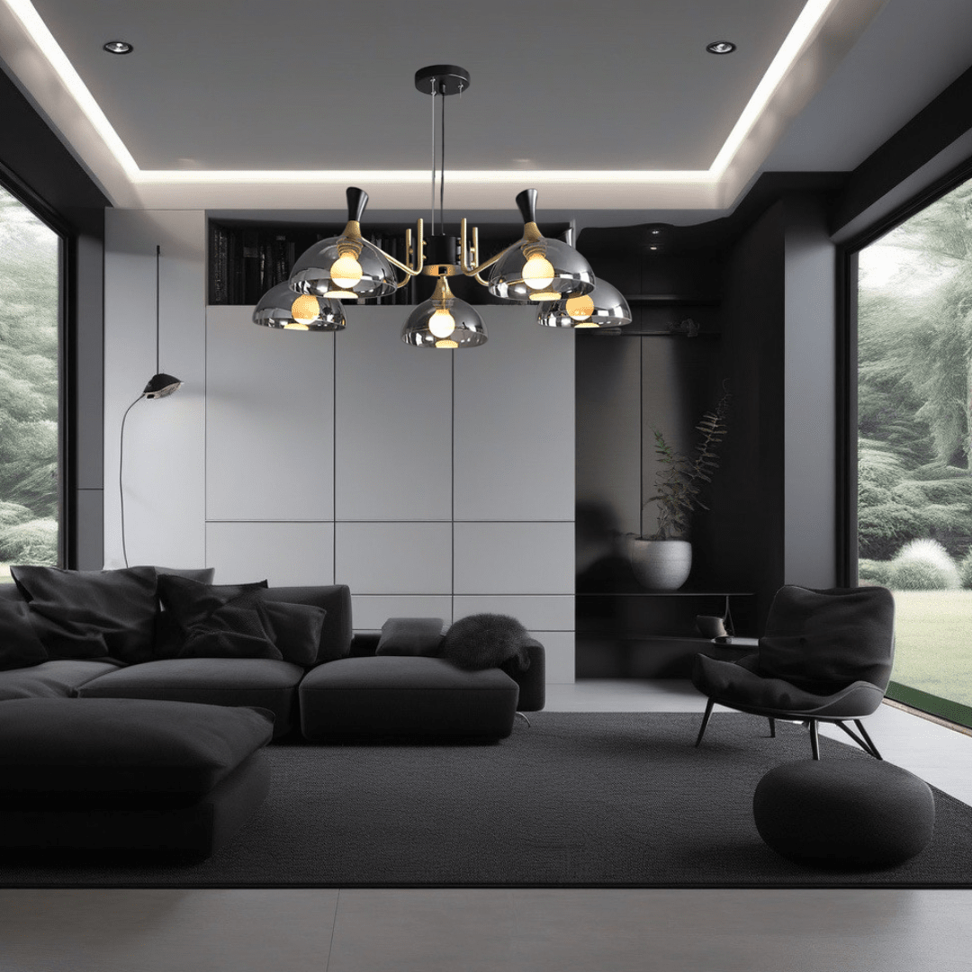 Lampadario LED in vetro nero Grosvenor