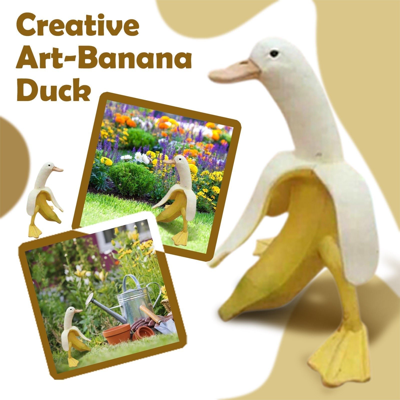 Speels bananen-eend-sculptuur | Hars miniatuur bananen eend ornament