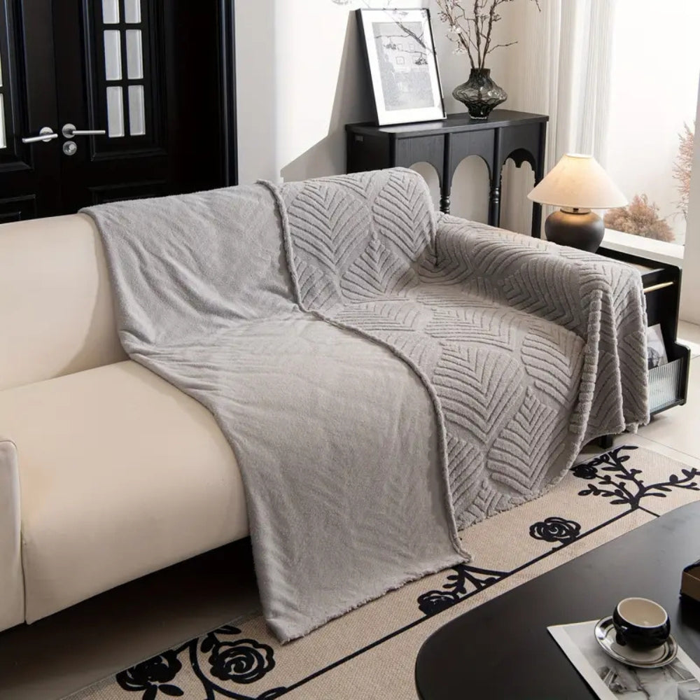 Herringbone Leaf Design Fleece Sofa Cover