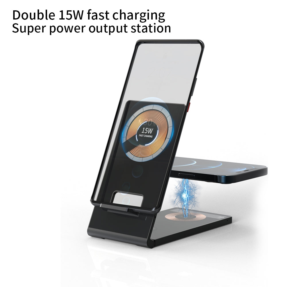 T05-Aluminum Alloy Bracket Foldable Magnetic Wireless Charger