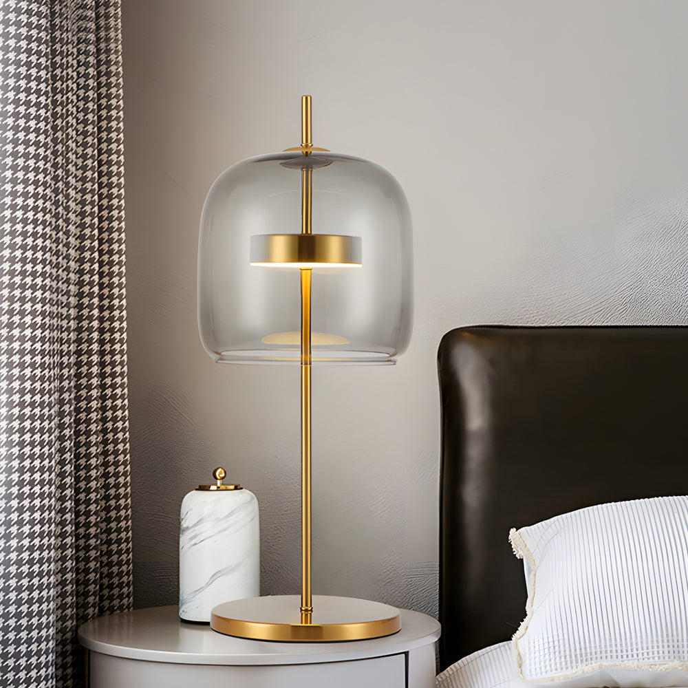 LumiLux - Smoked Glass Table Lamp for a Warm Ambiance