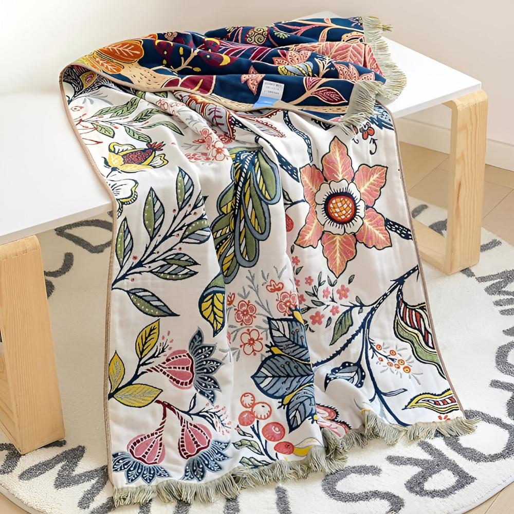 Serviette de bain à fleurs de jardin réversible