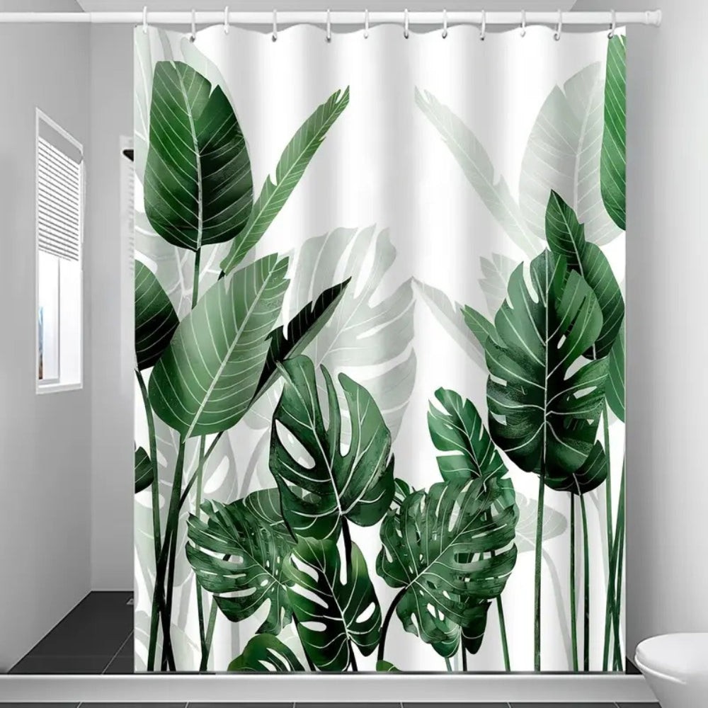 Rideau de douche feuilles de Monstera tropicales