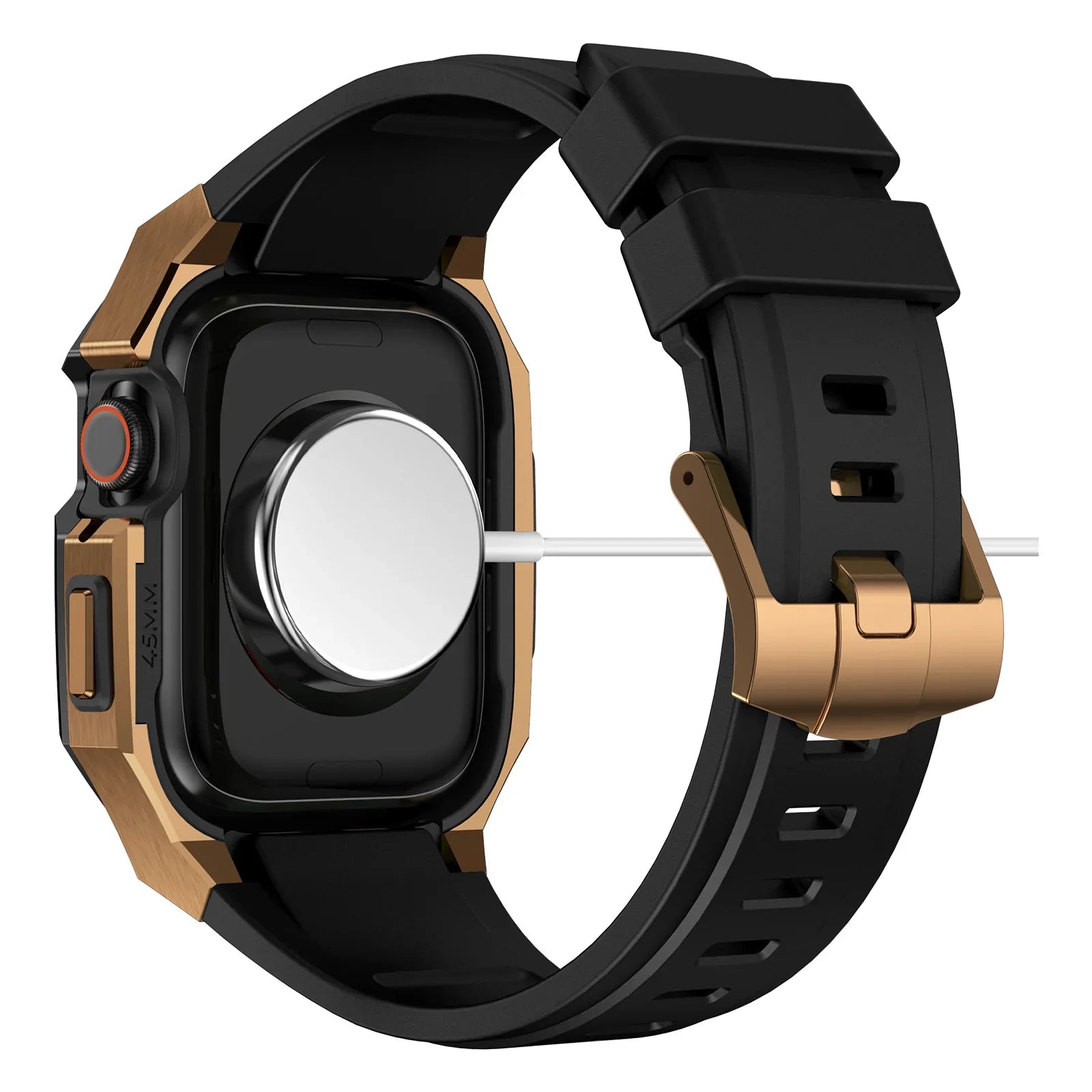 AP9009 Fluororubber Szíj Rozsdamentes Acél Tok Apple Watch-hoz