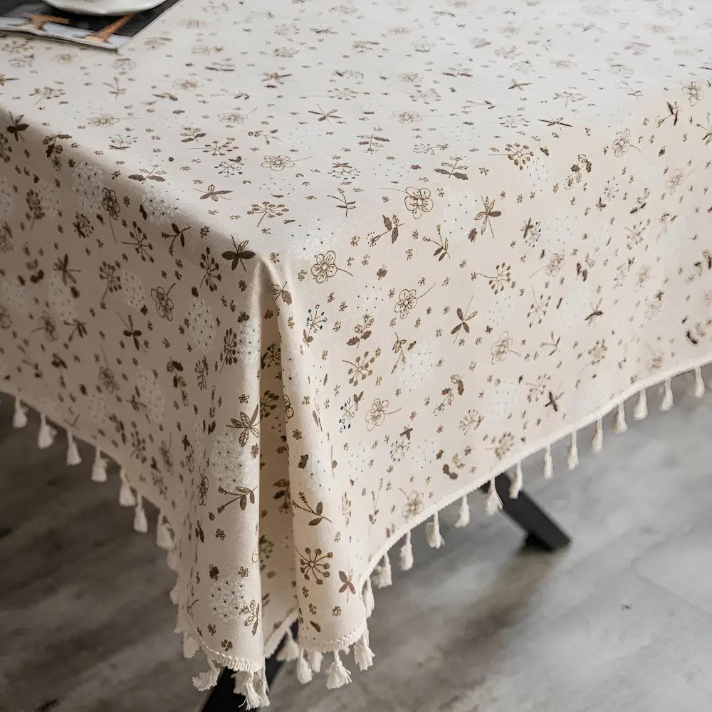 Dandelion Beige Tassel Tablecloth