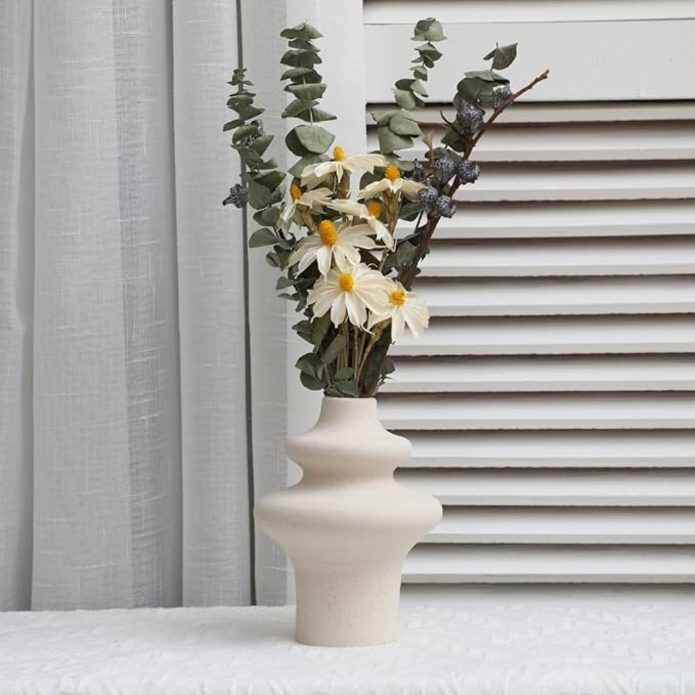 Noordse Beige Keramische Bloemenvase