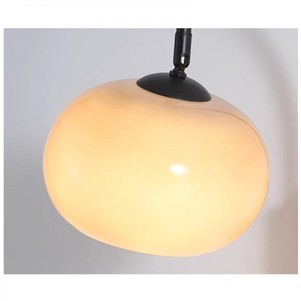 Orbite - Wall Lamp in Khaki Glass with Wooden Accent